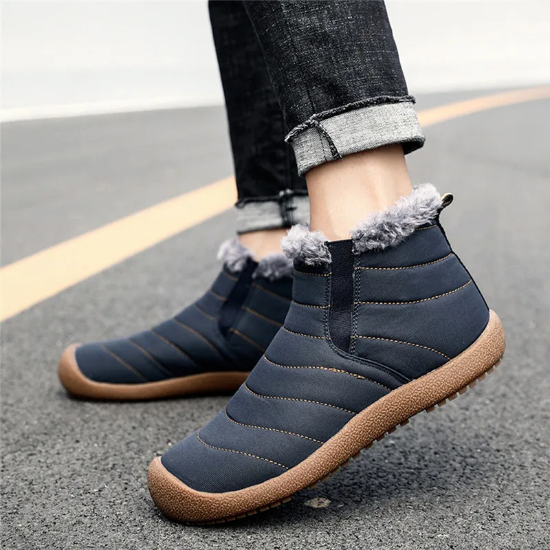 Winter Boots Men High Quality Outdoor Breathable Flats Plus Velvet Snow Warm Botas Hombre Para Senderismo 6* | Обувь