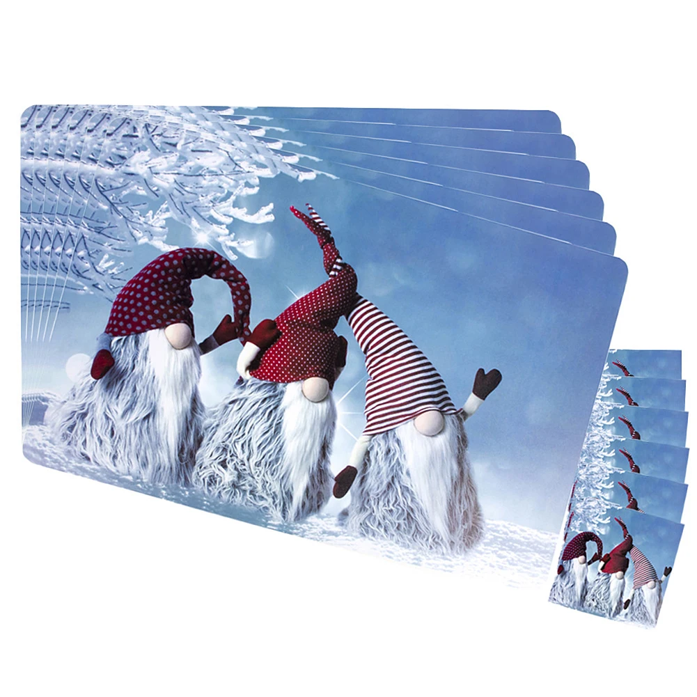 

12pcs Christmas Decorations Placemats Creative Printing PVC Coasters Table Insulation Pads Christmas Party Supplies