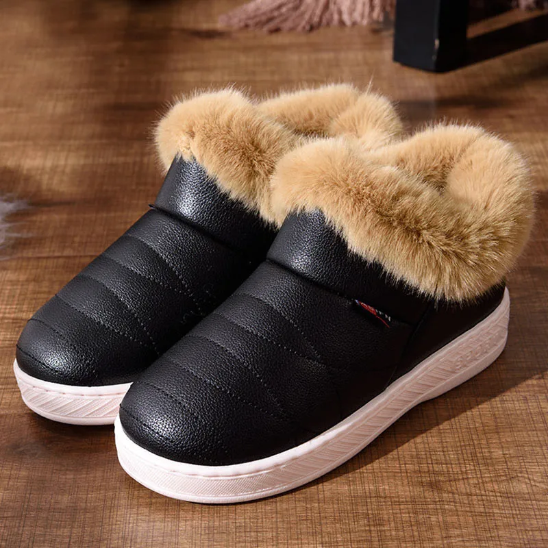 Зимние женские ботинки; модные зимние ботинки; Водонепроницаемая женская обувь на толстой подошве; E010 - Цвет: Черный