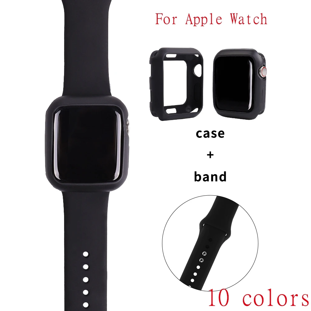 

Watchcase for Apple Watch 3 2 1 42MM 38MM Soft Silicone Strap for IWatch 4 5 40MM 44MM Watch Bumper Apple Watch Bands 42mm