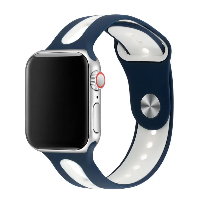blue white Спортивный ремешок для apple watch, ремешок для apple watch 4, 3, ремешок 44 мм, 42 мм, iwatch 40 мм/38 мм, браслет на запястье, ремешок для часов - Цвет ремешка: blue white