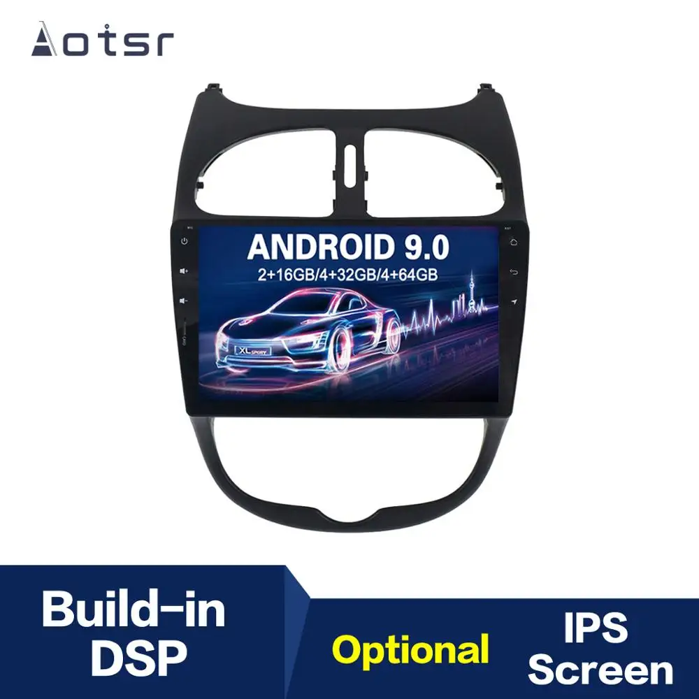 AOTSR 9 дюймов Android 0 IPS GPS навигация автомобильный Радио плеер для Peugeot 206 2000-2016
