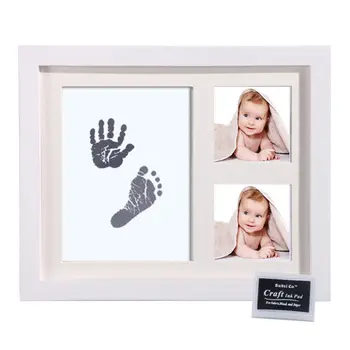 

Baby Footprint Kit Handprint Picture Frame with Safe and Non-Toxic Ink Pad Perfect Newborn Keepsakes Girls Boys Shower Gift 23GD