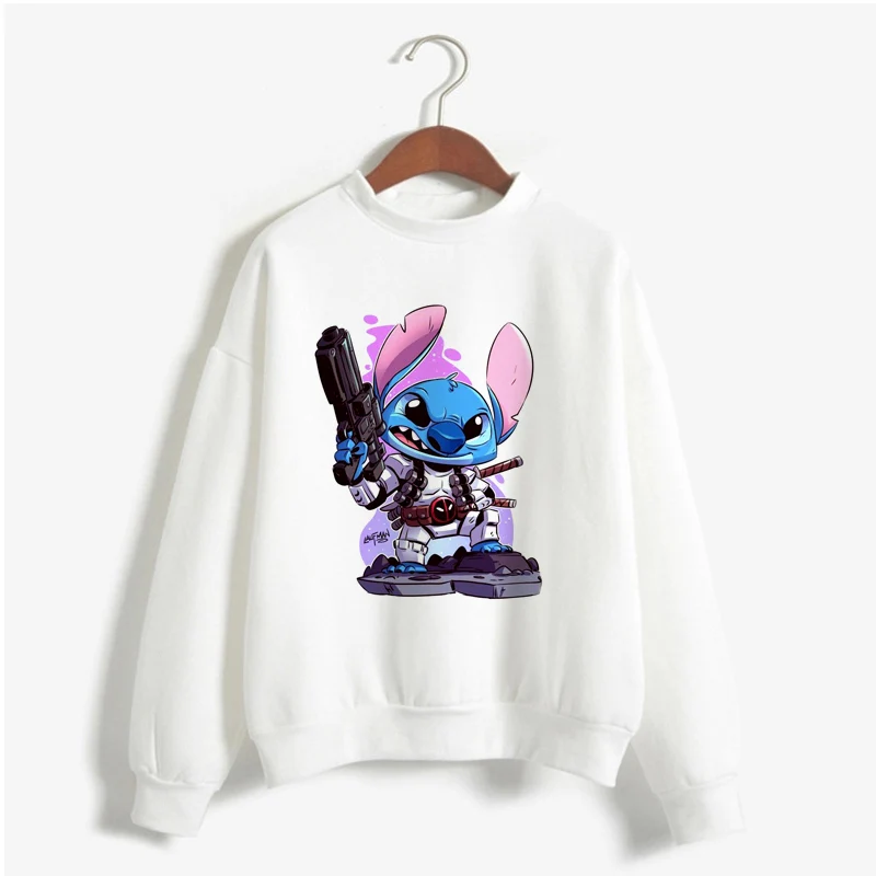 Kawaii стежка Crewneck Толстовка Женская милая аниме "Лило и Стич" Толстовка Ladiy Girl пуловер Harajuku Kpop женская одежда - Цвет: 1