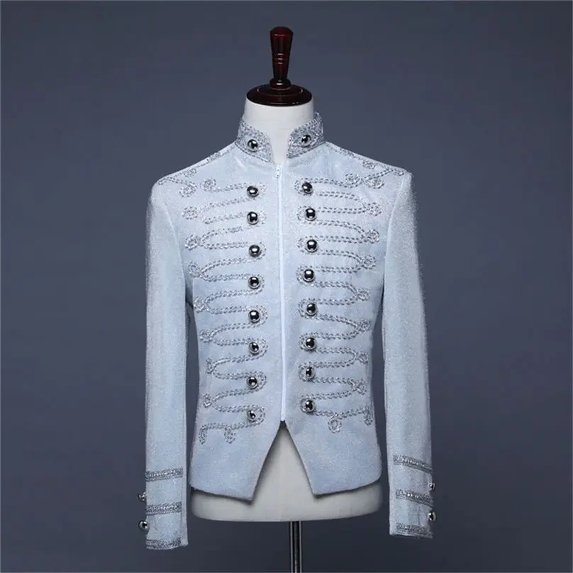 New Men Jacket European Style Zipper Vintage Court Costumes Military Uniforms Formal Stage Performances Men Coat 4S24 (11)