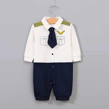

Autumn Infant Baby Gentleman Long Sleeve Rompers Kids Boys With Tie Jumpsuit Newborn Clothes Hot