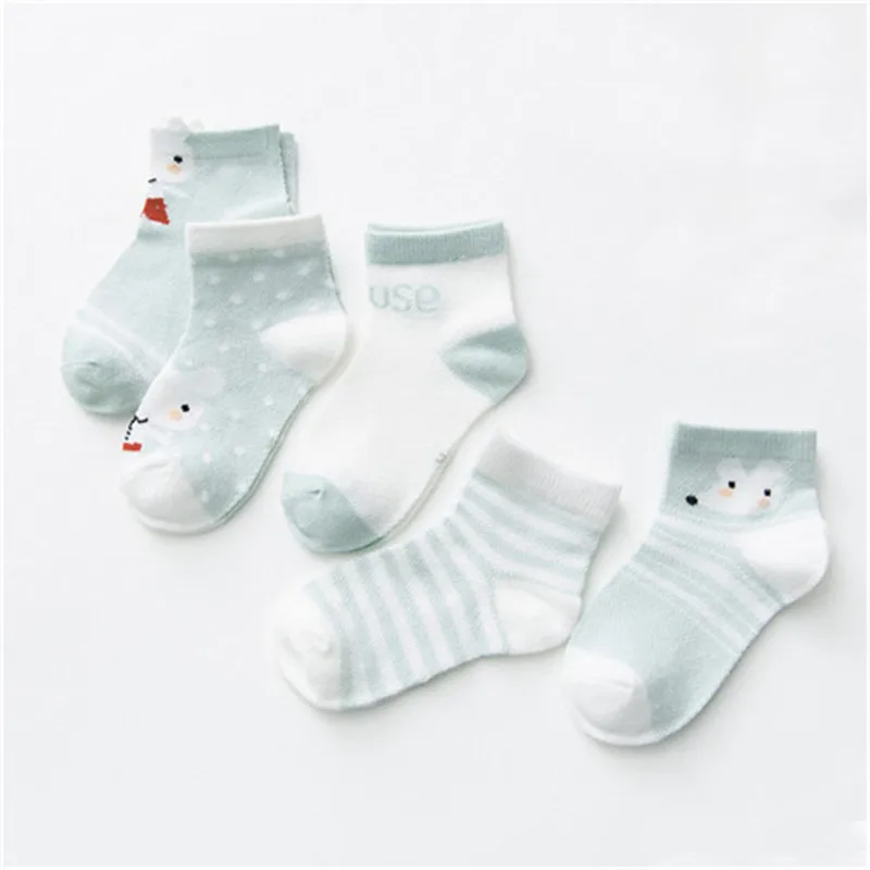 5 пар/лот, От 0 до 2 лет носки для маленьких девочек, хлопковые сетчатые Носки с рисунком лисы для новорожденных мальчиков, одежда для малышей, аксессуары - Цвет: WG