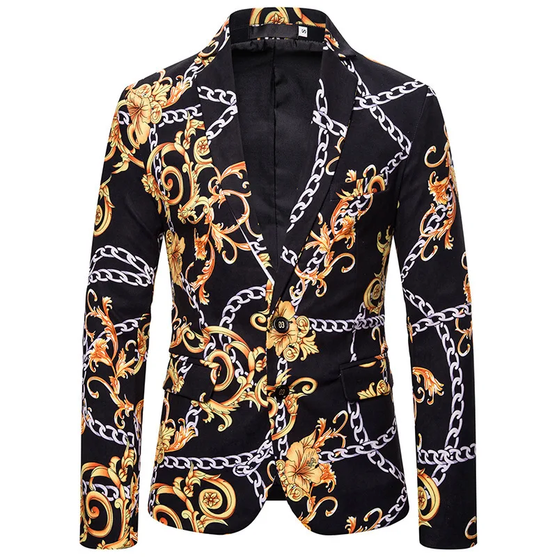 

New Style Chain Decorative Pattern Pattern Men Suit 3D Digital Printing Suit Xz20