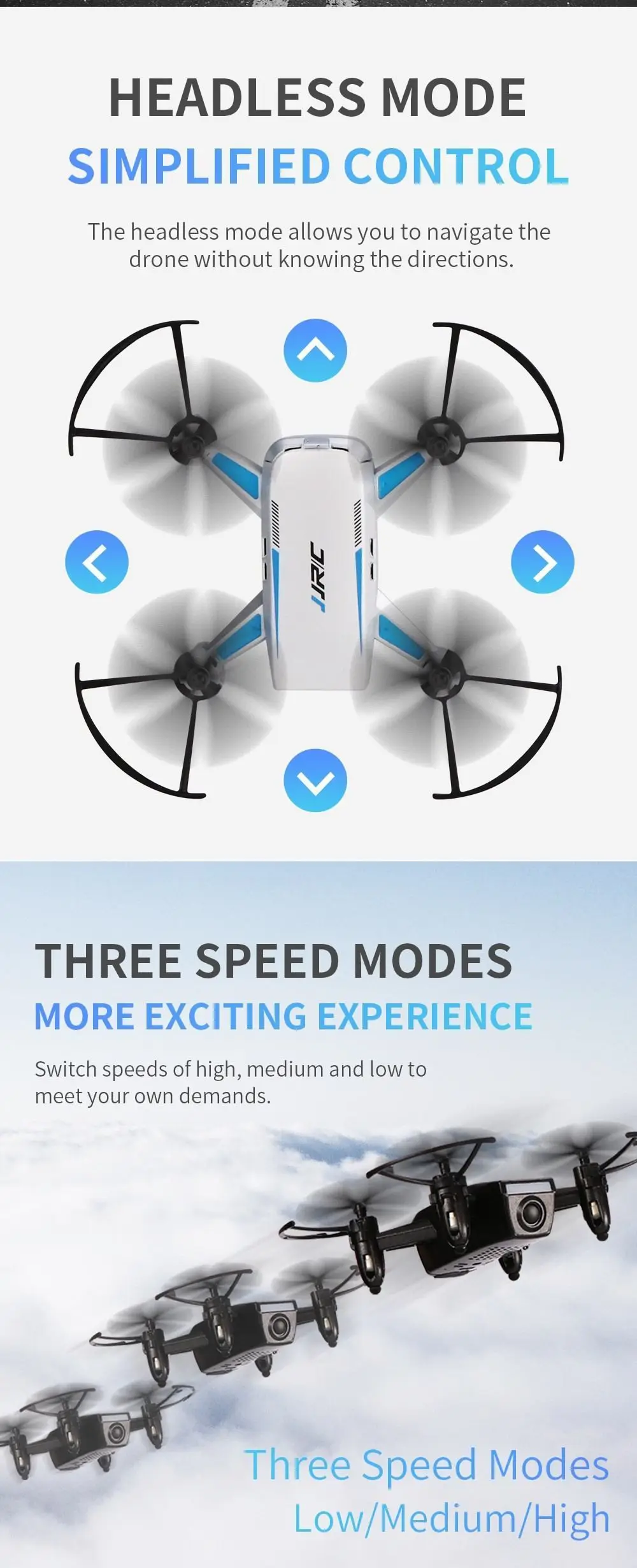 JJRC H52 2,4G 4CH режим удержания высоты RC Квадрокоптер датчик гравитации HD камера складной мини Дрон Широкий Ангел вертолет