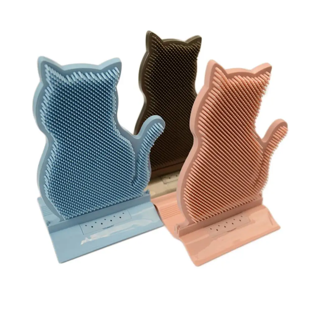 Cat Toy Self Groomer Soft Rubber Bristles Massage Brush Hair Removal Cat Corner Groomer for Flat Wall Corner Cage Hand Hold 20E