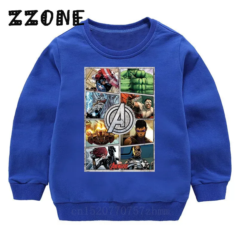 5286B-Blue Детские толстовки с капюшоном, детские толстовки с изображением Старка из хлопка с изображением Мстителей, для мальчиков и девочек, осенняя одежда, KYT5286 - Цвет: 5286B-Blue