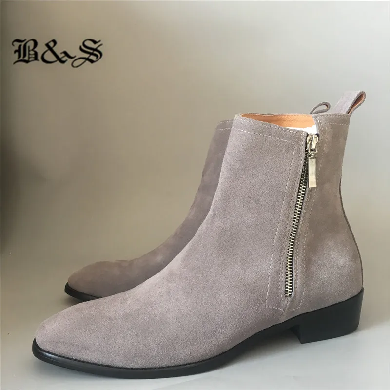 light gray chelsea boots