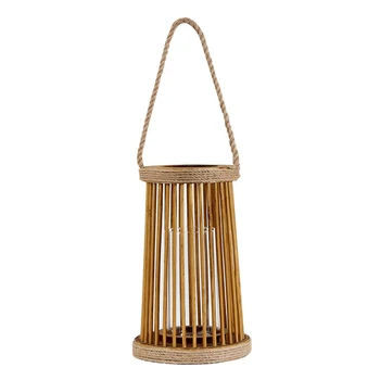 

Wall Home Decor Balcony With Rope Party Door Simple Modern Candlestick Hanging Wedding Wooden Wind Light Portable Candle Holder