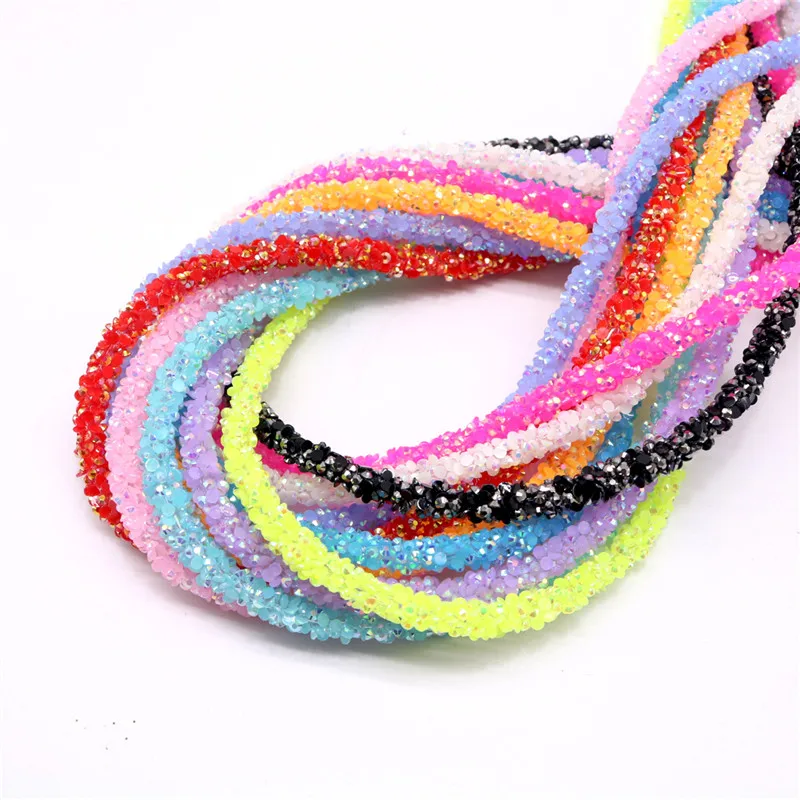 8mm Resin Glitter Rhinestones Rope Tube with 2mm Hole Cord Sequin Trimming for DIY Jewelry Bracelet Necklace Wedding Party Decor