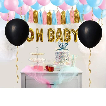 

36inch Black Surprise Balloon Boy Or Girl Gender Reveal Party Decorations Latex Balloons Blue Pink Confetti Baby Shower Supplies