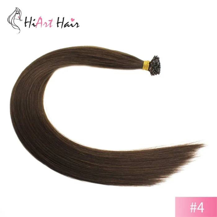 HiArt, 1 г/локон, волосы для наращивания на плоских кончиках, человеческие волосы remy для наращивания, натуральные волосы для наращивания, двойные прямые волосы, натуральные волосы, 1" 20" 22 - Цвет: #4