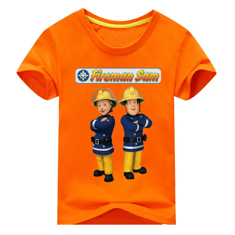 Детский костюм Одежда для косплея топы для всей семьи с Сэмом, Детская футболка с пожарным Сэмом футболки для мальчиков и девочек с короткими рукавами, хлопковая Футболка для мальчиков