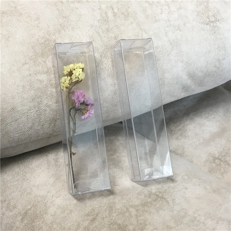 

Прозрачная Водонепроницаемая коробка из ПВХ, 50 шт. 3x4x16 см, изысканная упаковочная коробка для продукта, праздничная подарочная коробка, витрина