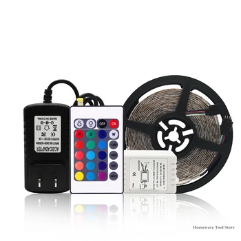 

3528 RGB Llight Strip 48 Button RGB 5M Tape Diode DC 12V+Remote Control+Adapter for Home New Decorations Party Supplies LED Lamp
