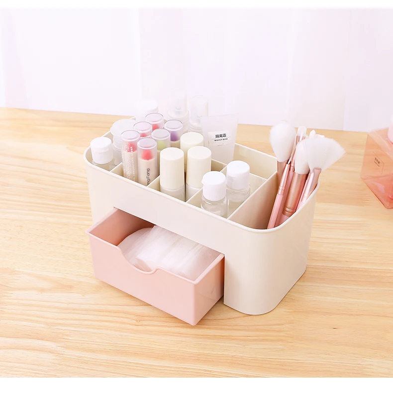 Коробка для хранения косметики с выдвижным ящиком для макияжа Органайзер коробка для лака для ногтей Органайзер тампоны-держатель ящик для хранения для ванной комнаты