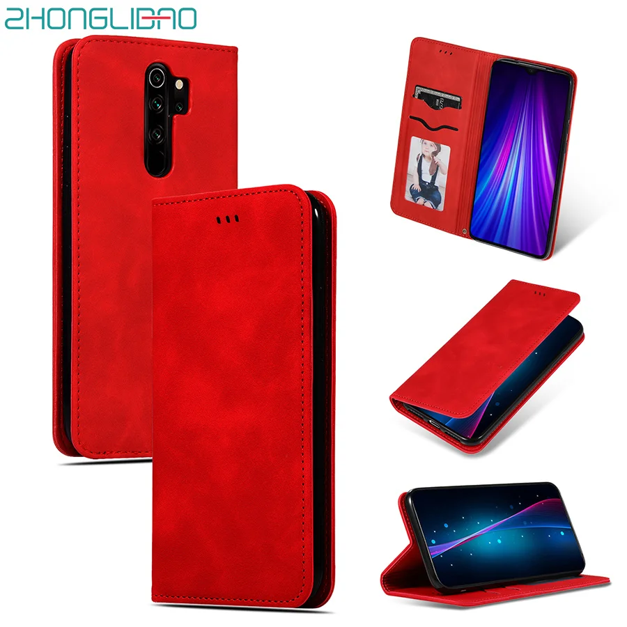 Магнитный кожаный чехол книжка для Xiaomi Redmi Note 8 Pro роскошный держатель карт