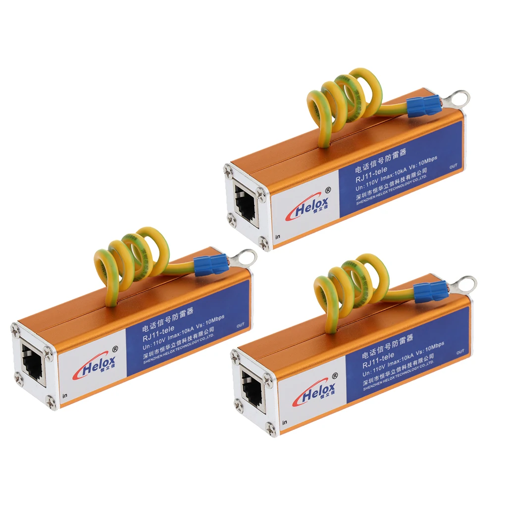 3Pcs Telephone RJ11 Surge Protector Thunder   Arrester Protection