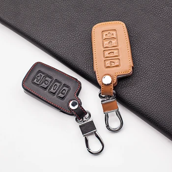 

For Toyota Camry Avalon rav4 Corolla Highlander Land Cruiser Leather Car Key Case Cover 4 Buttons Remote