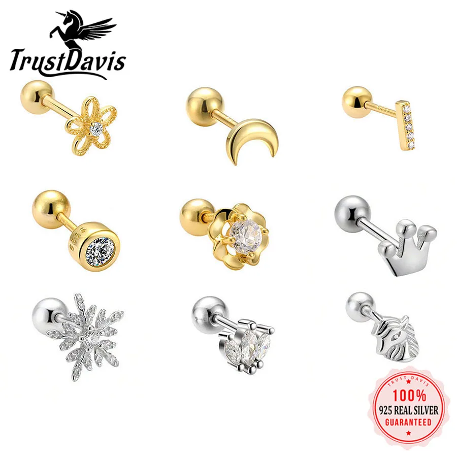 Женские серьги-гвоздики из серебра 925 пробы с крестом и короной | Украшения