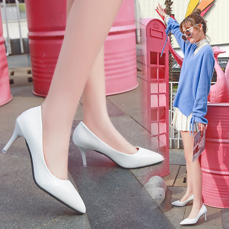 

Spring Fall Temperament High Heels Pointed Toe Nude Color Small Fresh Wedding Pumps Elegant Single Shoe Career Work Womens Shoes