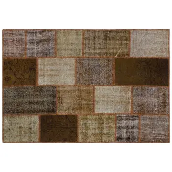 

Handmade Brown Vintage Overdyed Patchwork Area Rug 120x180 Cm-3'11''X5'11''