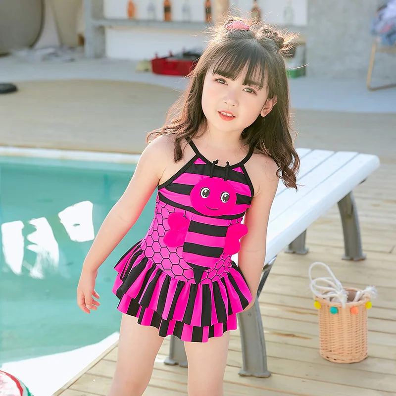 

Cute Little Bee One-piece Swimsuit for Children Girls Multilayer Skirt CHILDREN'S Small CHILDREN'S Swimwear GIRL'S Hot Springs P