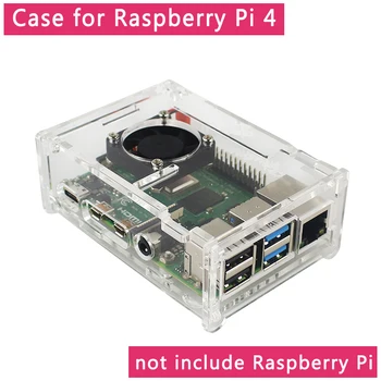 Najtaniej Raspberry Pi 4 Akrylowa Skrzynka Przezroczyste Pudełko Shell Wsparcie Wentylator Chłodzący CPU Dla Raspberry Pi 4 Model B