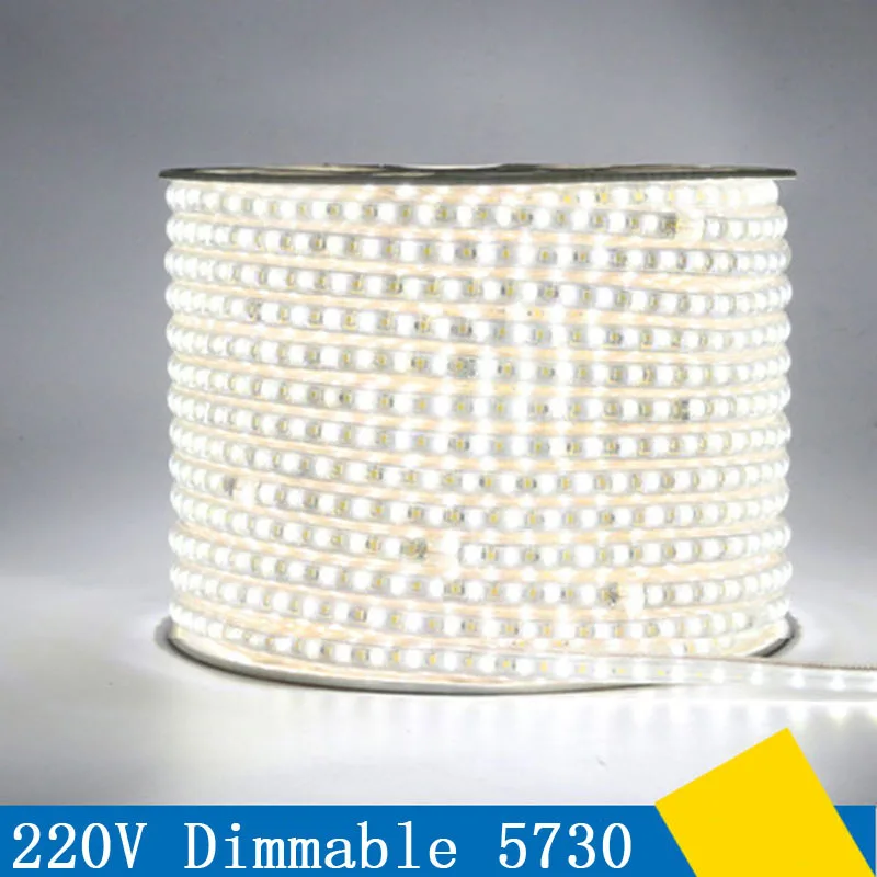 

50m/lot Led Tape Light 120leds/m 220V SMD 5730/5630 LED Strip White & Warm White 3 Color Dimmable Flexible Tape Light IP67