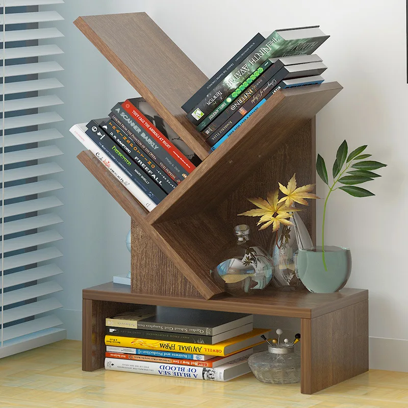 

Simple Bookcase Floor Multilayer Creative Storage Shelf Tree Small Apartment Home Province Space Minimalist Modern Boy Shelf