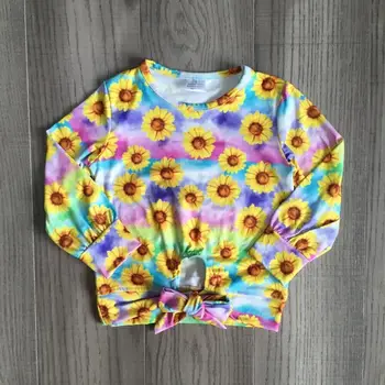 

kids Fall winter top baby girls sunflower raglans girls tie dye shirts