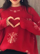 ^#Cheap Red Christmas Sweater Women Winter Warm Jumper Loose Cashmere Sweaters Knitted Pullover Top Pull Hiver Femme O-Neck 2019 New ^#Cheap Red Christmas Sweater Women Winter Warm Jumper Loose Cashmere Sweaters Knitted Pullover Top Pull Hiver Femme O-Neck 2019 New