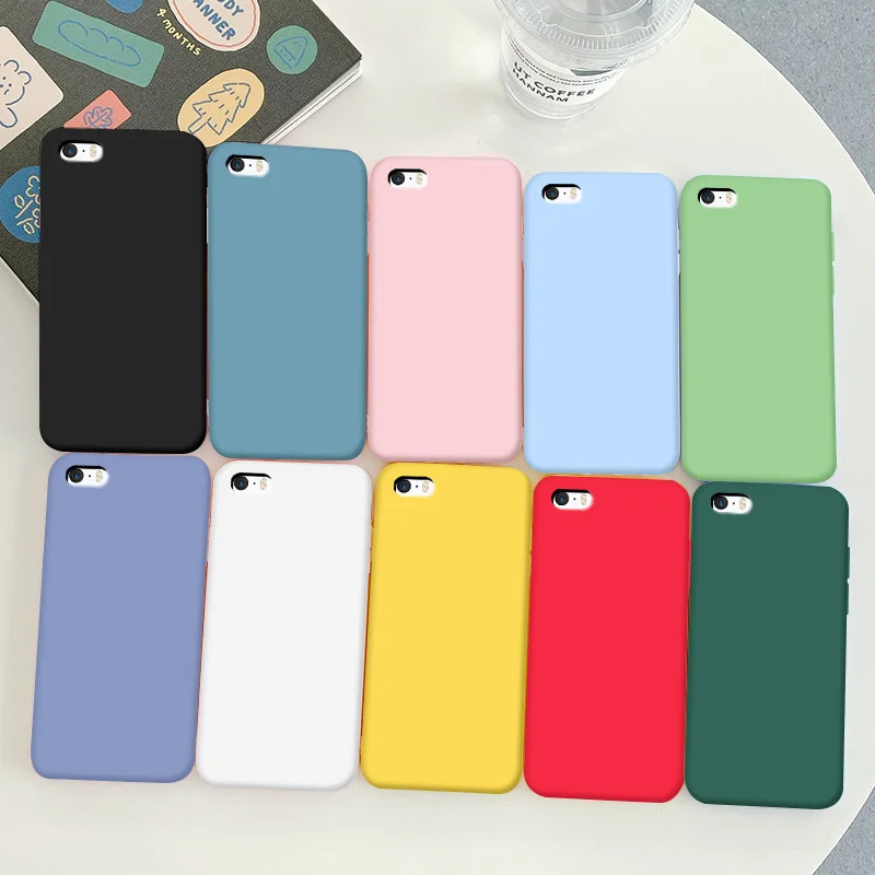 Чехол для iPhone 5 5s se мягкий разноцветный ТПУ силиконовый простой карамельных