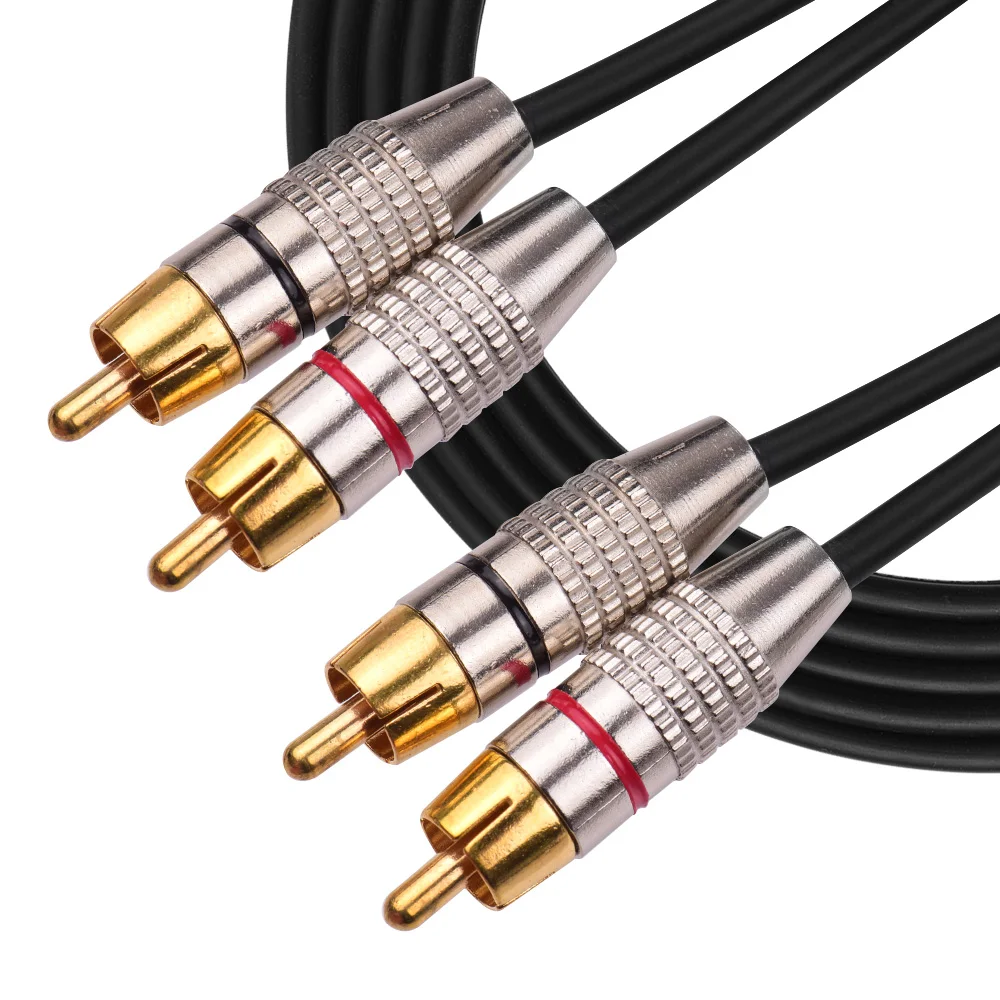 Аудио-видео соединительные провода на 2 RCA стерео аудио экранированный кабель RCA шнуры 24K позолоченный совместимый с усилителем динамика