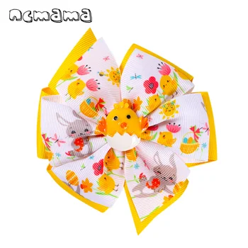 

Fashion Hair Accessories 5'' Cartoon Printed Ribbon Hair Clips for Girls Cute Rabbit Hair Bows Barrettes for Kids Headwear