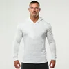 Brand Gym Clothing Solid Color Long Sleeve Hooded Slim Fit T Shirt Men Cotton Tee Shirt Bodybuilding Fitness Sportwear Tshirt ► Photo 2/6