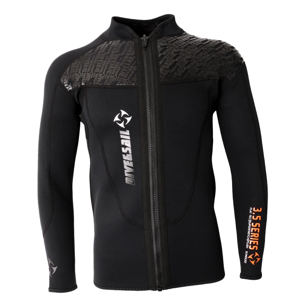 Men 3mm Neoprene Long Sleeve Full Zipper Wetsuit Jacket Diving Swim Surf Top Wetsuit Jacket 