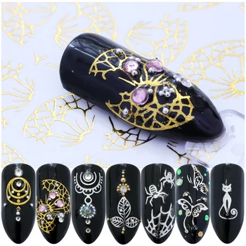 

1pcs Spider/Cat Sliders Nail Sticker Gold Silver Designs Water Transfer Nail Paper Tip Manicure DIY Nail Art DecorationsTRY-5