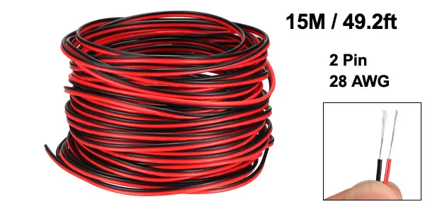 Uxcell 2 м 6 м 9 м 15 м красный черный провод 2pin УДЛИНИТЕЛЬ шнур 20-28 AWG параллельный провод Оловянная медь для светодиодной ленты