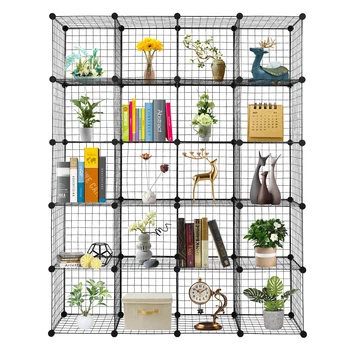 

20-Cube Organizer Cube Storage Shelves Metal Grid Multifunction Shelving Unit Modular Cubbies Organizer Bookcase Storage Holders