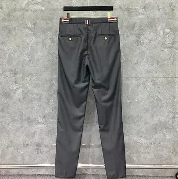 

2020 Fashion TB THOM Brand Men Slim Casual Suit Pants Business Black Spring And Autumn Cotton Formal Trousers