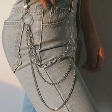 Панк Хип-хоп трендовый однослойный или трехслойный ремень, цепочка для ключей, пояс для брюк, цепочка для мужчин и женщин, джинсы, длинная металлическая одежда, аксессуары