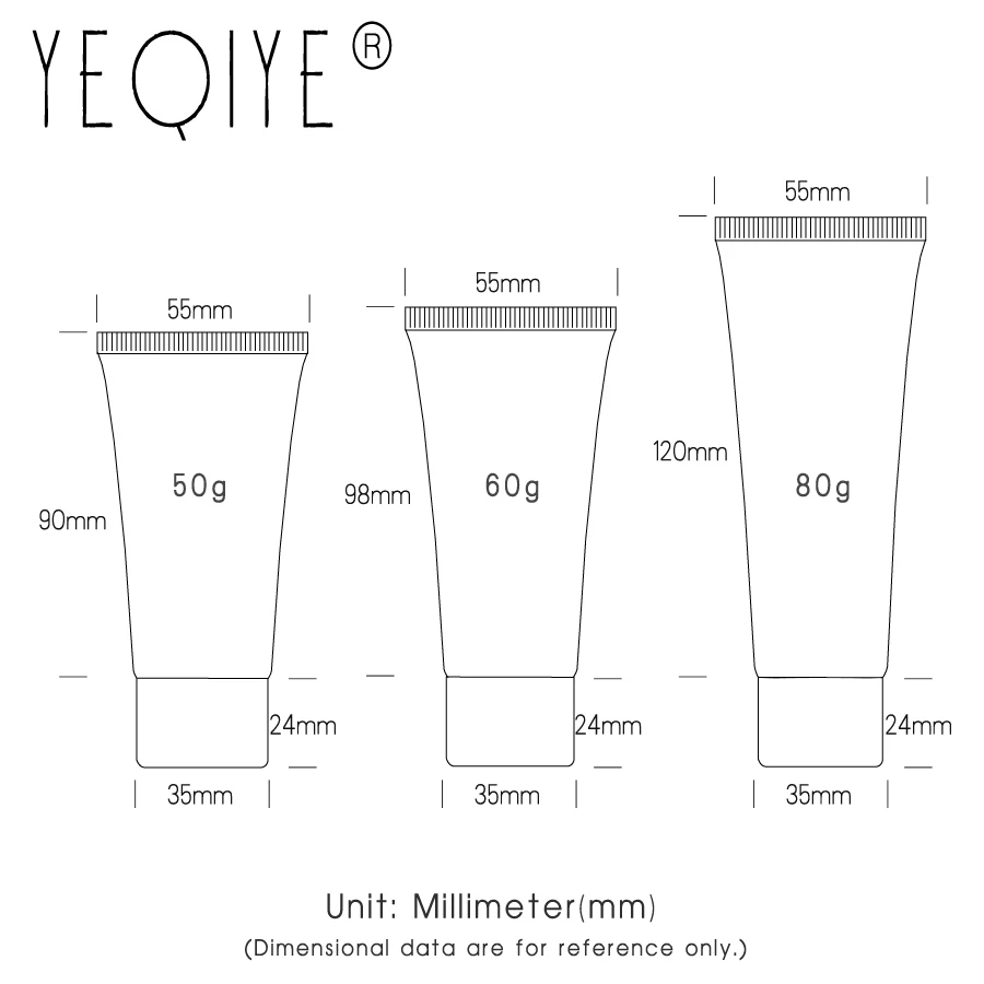 【20PCS】50/60/80ml 화장품 부드러운 튜브 병 50/60/80g 플라스틱 빈 병 짜기 병 로션 크림 리필 용기