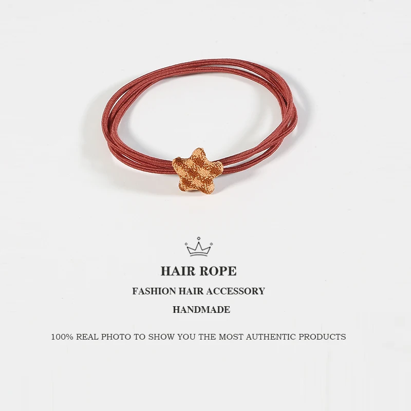 

Five-Pointed Star Cloth Small Band Rubber Rope Head Korea Contracted Pure And Fresh Girl Pretty Heart Joker Hair Braider Rope
