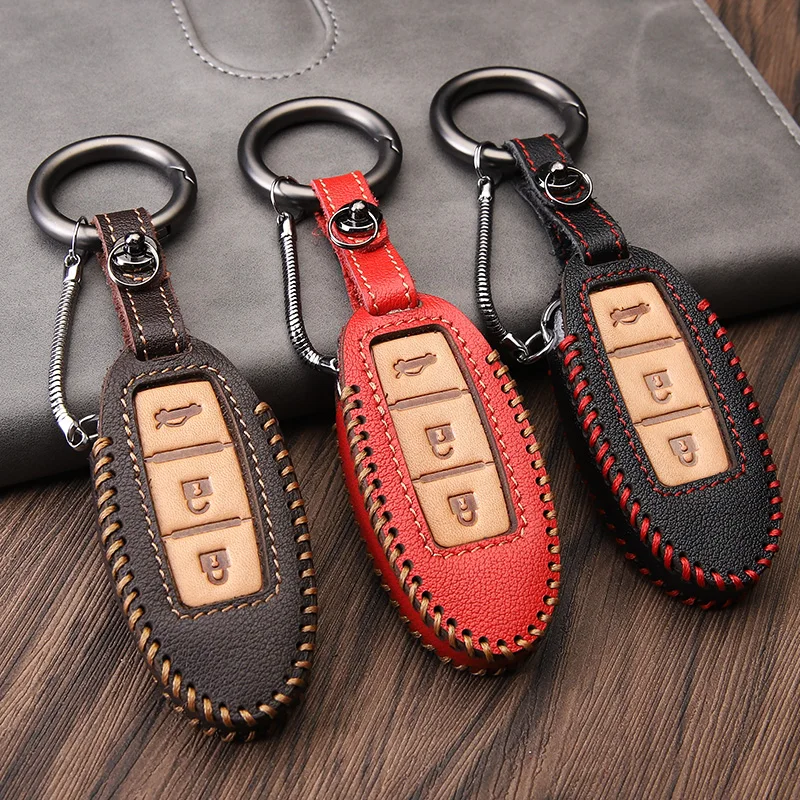 

Top Layer Leather Car Key Case Cover For Nissan Qashqai J10 J11 X-Trail t31 t32 kicks Tiida Pathfinder Murano Note Juke Infiniti