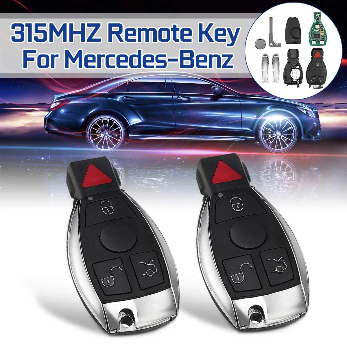 3+ 1 кнопки умный дистанционный ключ 315 МГц Авто подходит для Mercedes для Benz дистанционный брелок# IYZ3312 с PCF9234 батареей